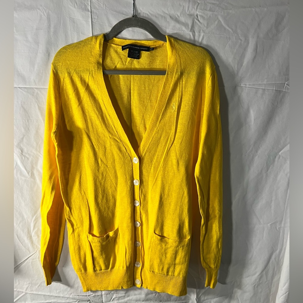 Sunny yellow linen cardigan by Ralph Lauren Sport